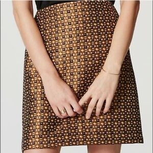 Ann Taylor LOFT Metallic Jacquard Pencil Skirt – 2 – Gold Geometric – Holiday